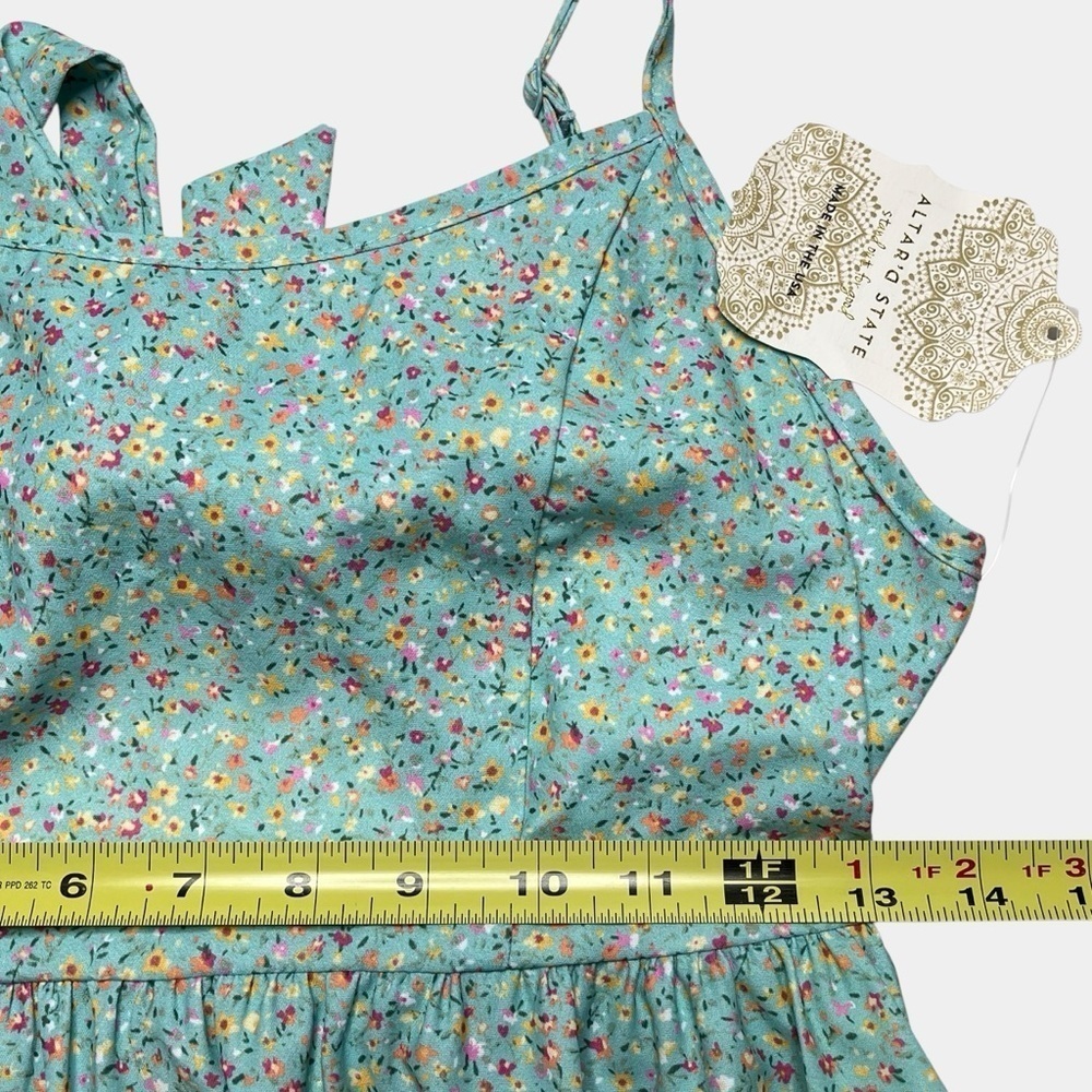 Altar’d State Floral Mini Dress Size M Mint Green Babydoll Tiered Summer NEW - Picture 7 of 13